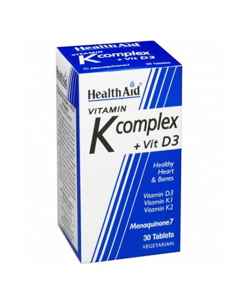 Vitamina K Complex + Vitamina D3 Health Aid - 30 comprimidos