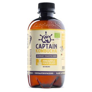 Bebida Kombucha Piña y Melocotón Bio Captain Kombucha - 400 ml.