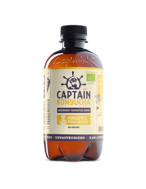 Bebida Kombucha Piña y Melocotón Bio Captain Kombucha - 400 ml.