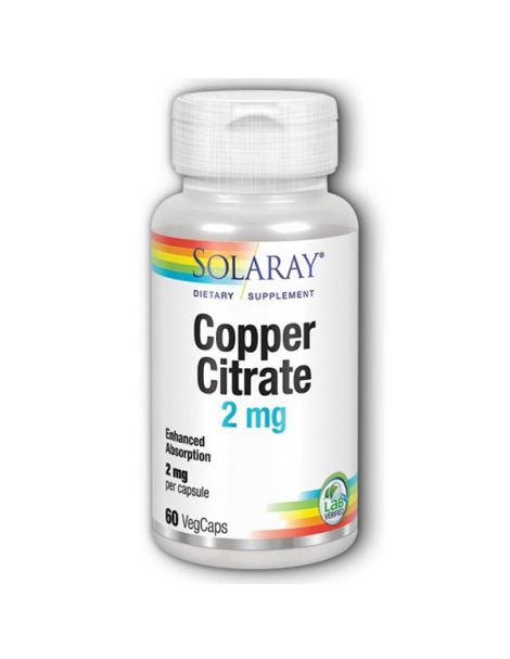 Cobre Citrato 2 mg. Solaray - 60 cápsulas