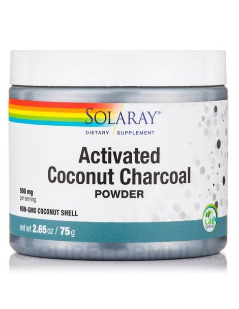 Charcoal Coconut Activated (Carbón Activo) Solaray - 150 gramos