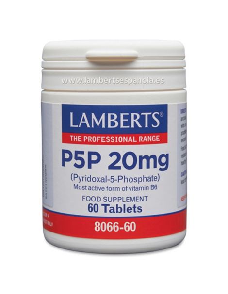 P5P (Piridoxal-5-Fosfato) 20 mg. Lamberts - 60 tabletas