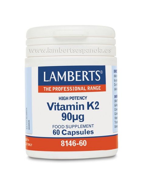 Vitamina K2 90 mcg. como MK-7 Lamberts - 60 cápsulas