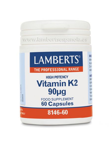 Vitamina K2 90 mcg. como MK-7 Lamberts - 60 cápsulas
