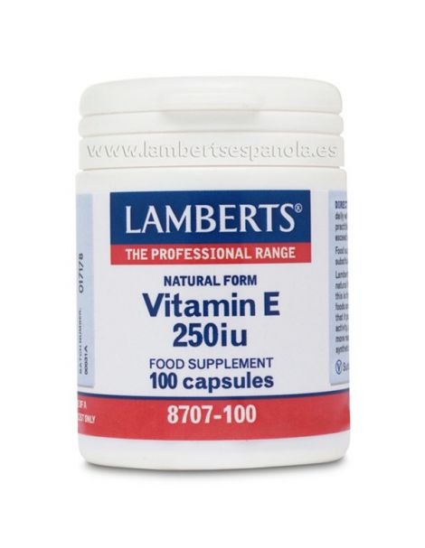 Vitamina E Natural 250 UI Lamberts - 100 cápsulas