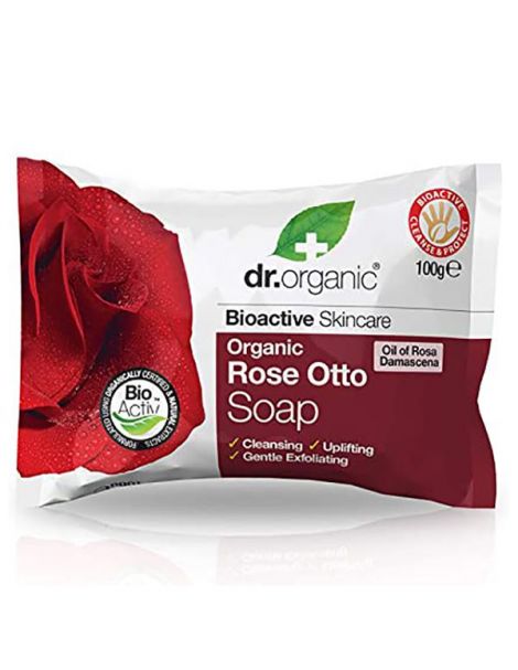 Jabón en Pastilla con Rosa de Damasco Dr. Organic - 100 gramos