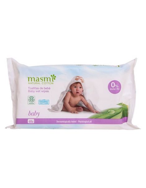 Toallitas Húmedas Bebé de Algodón Masmi - 60 unidades