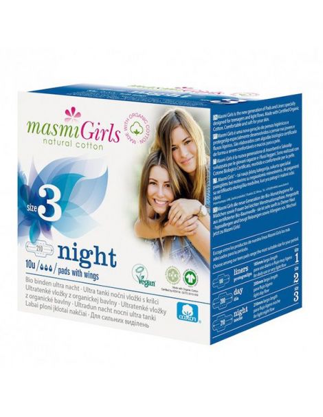 Girls Compresa de Noche Masmi - 10 unidades