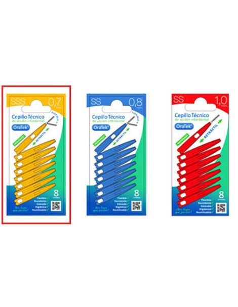 Cepillo Interdental Retractil 0.7 mm. Oratek - 8 unidades