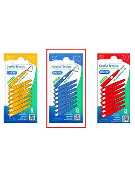 Cepillo Interdental Retractil 0.8 mm. Oratek - 8 unidades