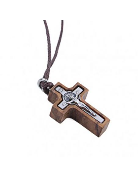 Cruz de Madera de Olivo con Cruz de San Benito - 2.5 cm.