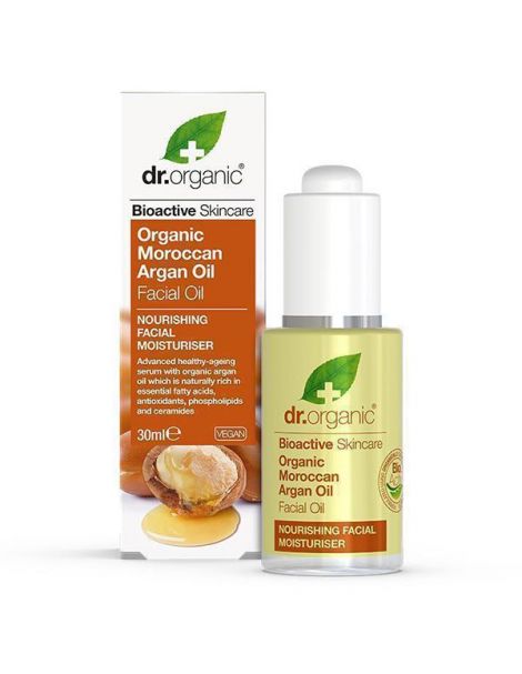 Aceite Facial con Aceite de Argán Marroquí Dr. Organic - 30 ml.