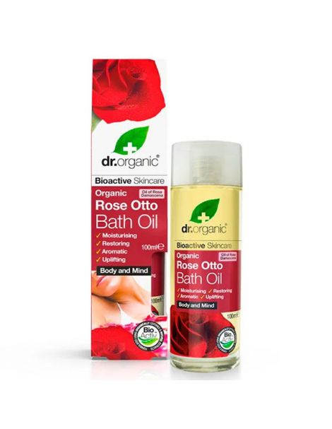 Aceite para Baño con Rosa de Damasco Dr. Organic - 100 ml.