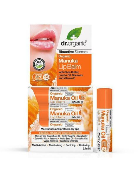 Bálsamo Labial con Miel de Manuka Dr. Organic - 5,7 ml.