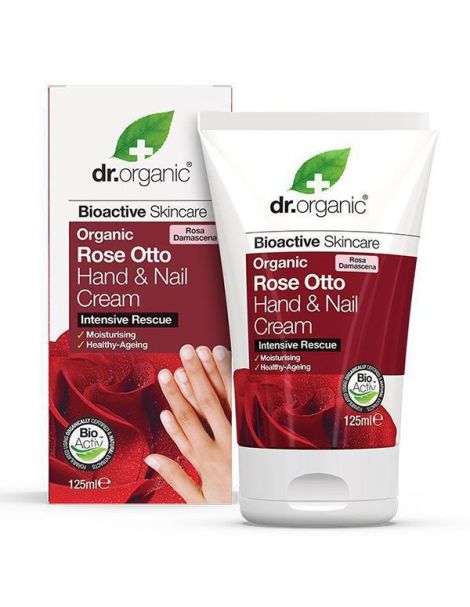 Crema de Manos y Uñas con Rosa de Damasco Dr. Organic - 125 ml.