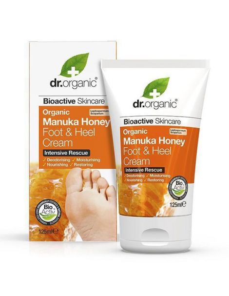 Crema para Pies y Talones con Miel de Manuka Dr. Organic - 125 ml.