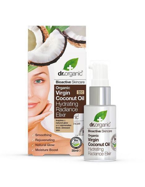 Elixir Hidratante con Aceite de Coco Dr. Organic - 30 ml.