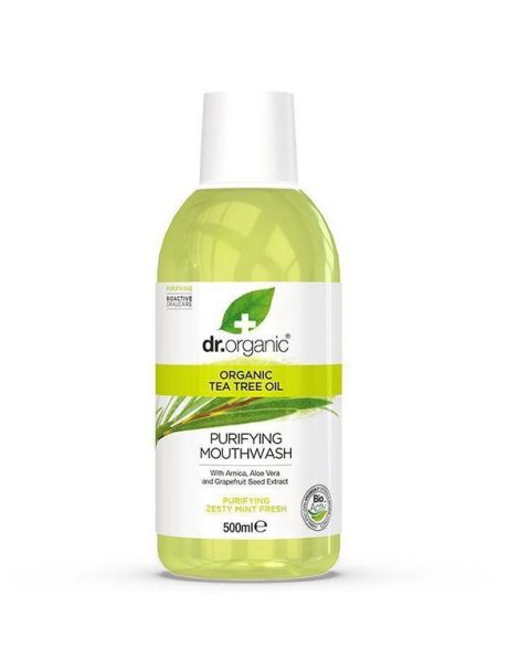 Enjuague Bucal con Árbol del Té Dr. Organic - 500 ml.