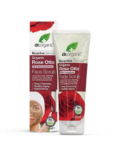 Exfoliante Facial con Rosa de Damasco Dr. Organic - 125 ml.