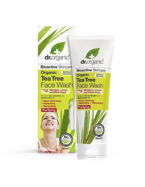 Gel Limpiador Facial con Árbol del Té Dr. Organic - 200 ml.