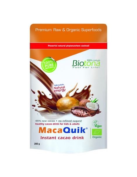 MacaQuick Instant Cacao Drink Bio Biotona - 200 gramos