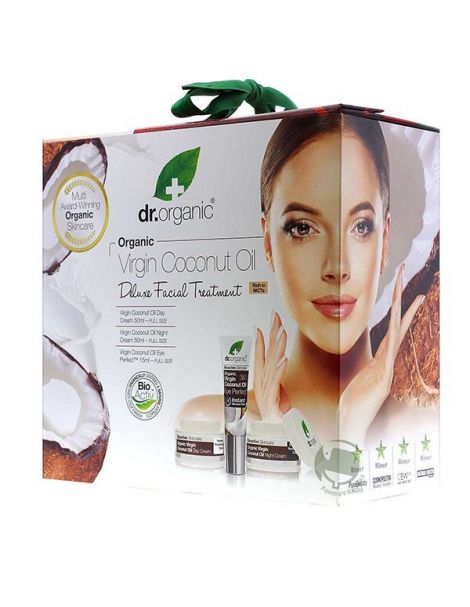 Set Facial Deluxe Aceite Virgen de Coco Dr. Organic