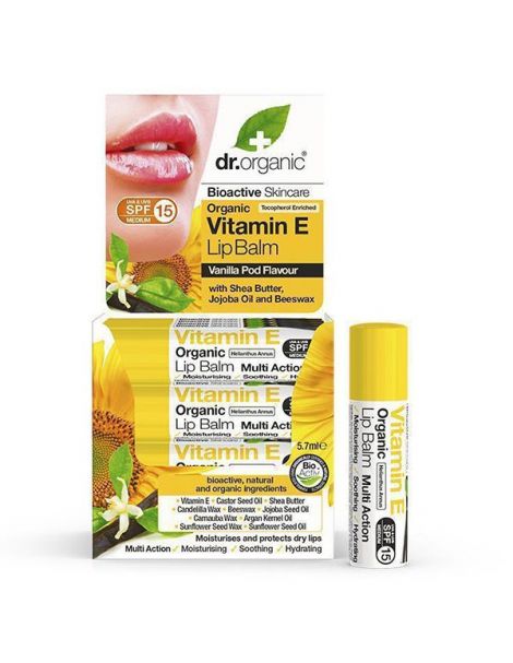 Bálsamo Labial Vitamina E Dr. Organic - 5,7 ml.