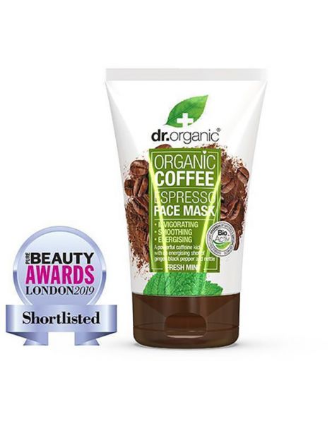 Mascarilla Facial con Café Expresso y Menta Fresca Dr. Organic - 125 ml.