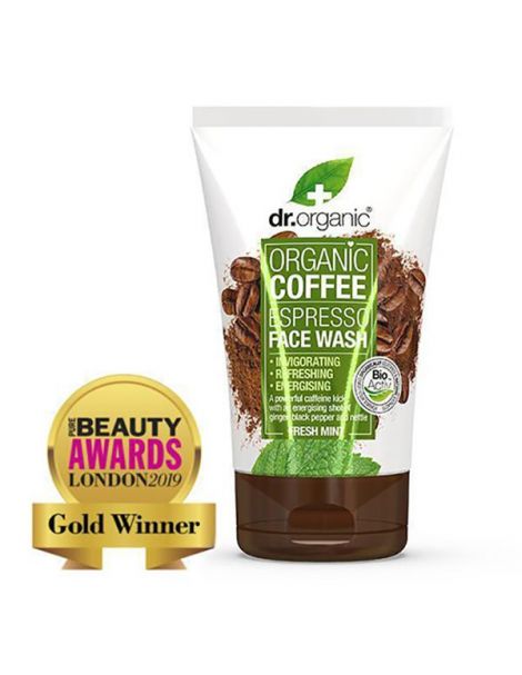 Limpiador Facial con Café Expresso y Menta Fresca Dr. Organic - 125 ml.