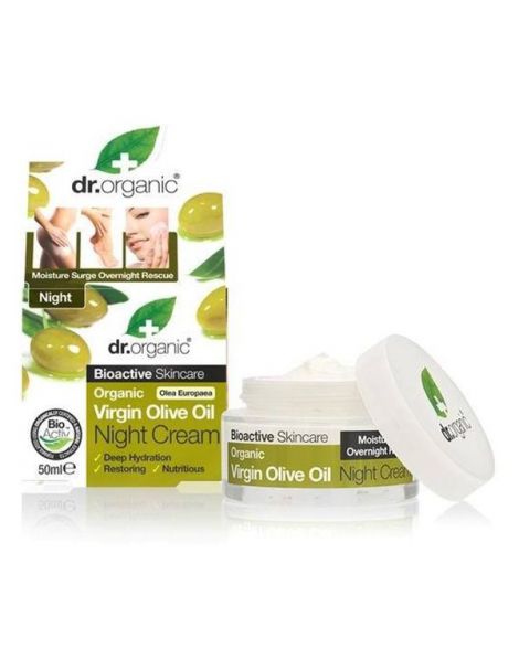 Crema de Noche con Aceite de Oliva Virgen Dr. Organic - 50 ml.