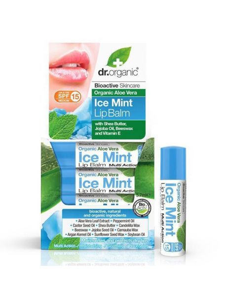 Bálsamo Labial Ice Mint Dr. Organic - 5,7 ml.