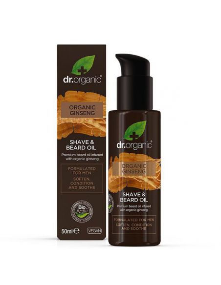 Aceite de Barba y Afeitado Organic Ginseng Dr. Organic - 50 ml.