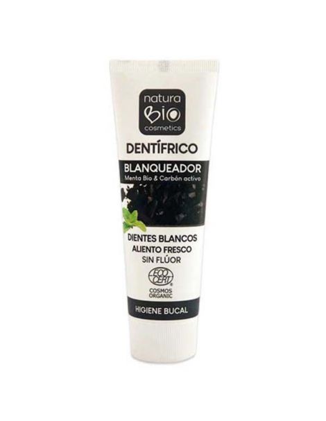 Dentífrico Blanqueador Menta-Carbón Activo NaturaBio Cosmetics - 75 ml.