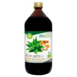 Jugo de Aloe Vera + Jengibre + Cúrcuma Bio Biotona - 1000 ml.