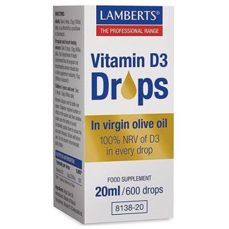 Vitamina D3 Líquida Lamberts - 20 ml.