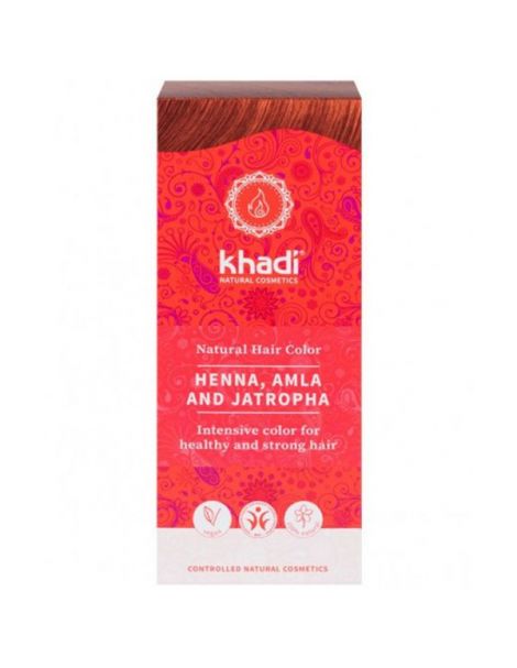 Henna, Amla y Jatropha Red Khadi - 100 gramos