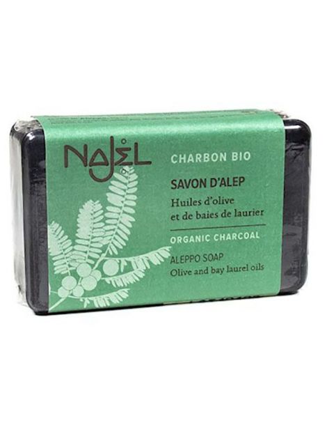 Jabón de Alepo con Carbón Bio Najel - pastilla de 100 gramos