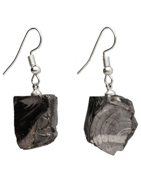 Pendientes Bruto de Shungit con Baño de Plata