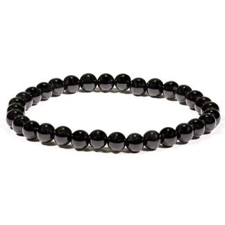 Pulsera Bolas Turmalina Negra - 6 mm.