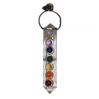 Colgante de Cuarzo con Gemas de los Siete Chakras Plata