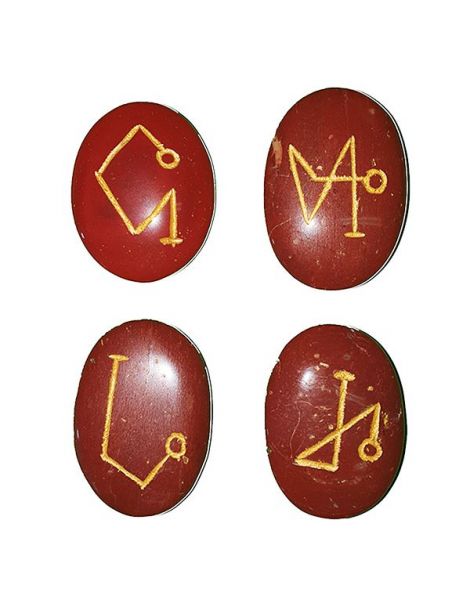 Set de Piedras Jaspe Rojo con Símbolos Arcángeles