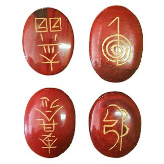Set de Piedras Jaspe Rojo con Símbolos Reiki