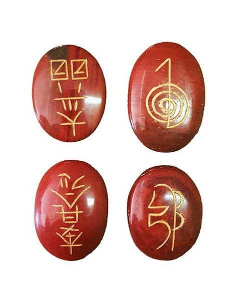 Set de Piedras Jaspe Rojo con Símbolos Reiki