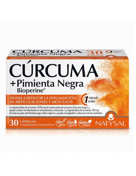 Cúrcuma con Bioperine Natysal - 30 cápsulas