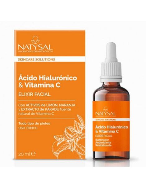 Elixir Facial Ácido Hialurónico y Vitamina C Natysal - 20 ml.