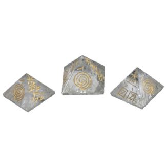 Pirámide de Cuarzo con Símbolos Reiki - 2.5x2.5 cm.