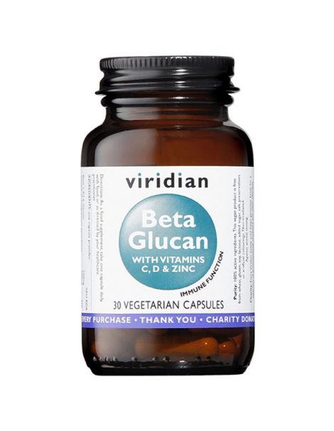 Beta Glucano con Vitaminas C, D3 y Zinc Viridian - 30 cápsulas