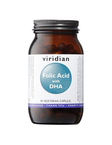Ácido Fólico con DHA Viridian - 90 cápsulas