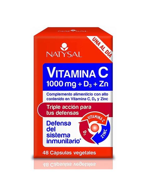 Vitamina C + D3 + Zinc Natysal - 32 cápsulas