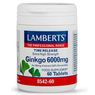 Ginkgo Biloba 6000 mg. Lamberts -  60 tabletas